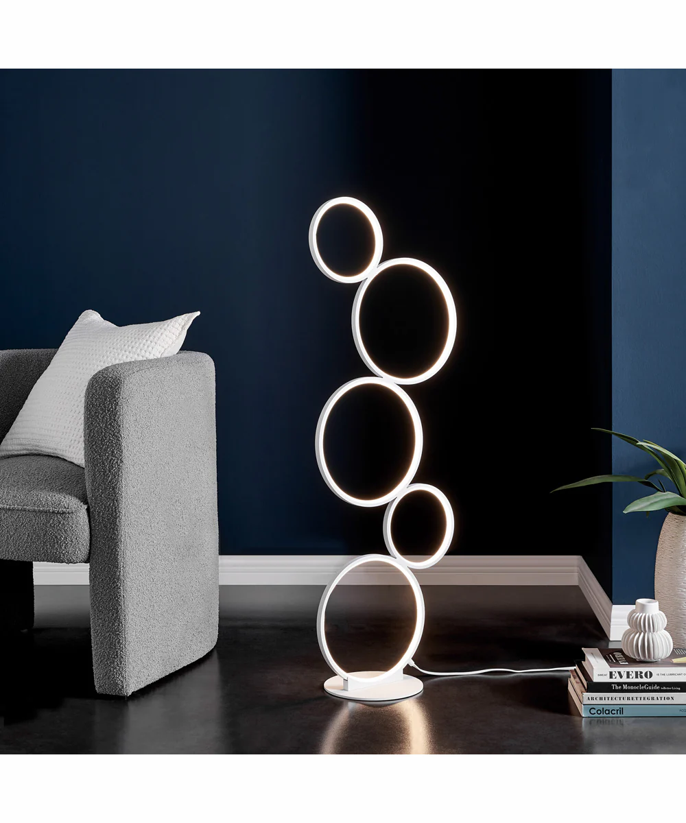 Fedora Led Floor Lamp 5 Rings/White - Image 3
