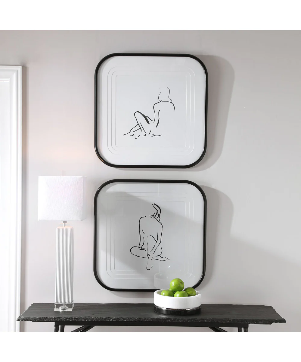 Feminine Sketch Framed Prints, Set of 2