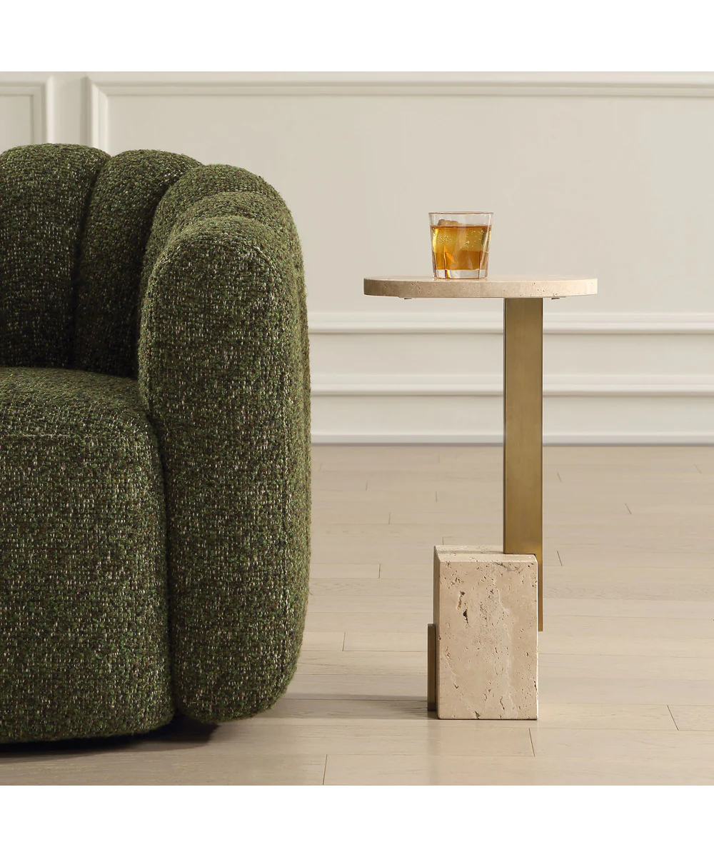 Feranno Travertine Accent Table - Image 2