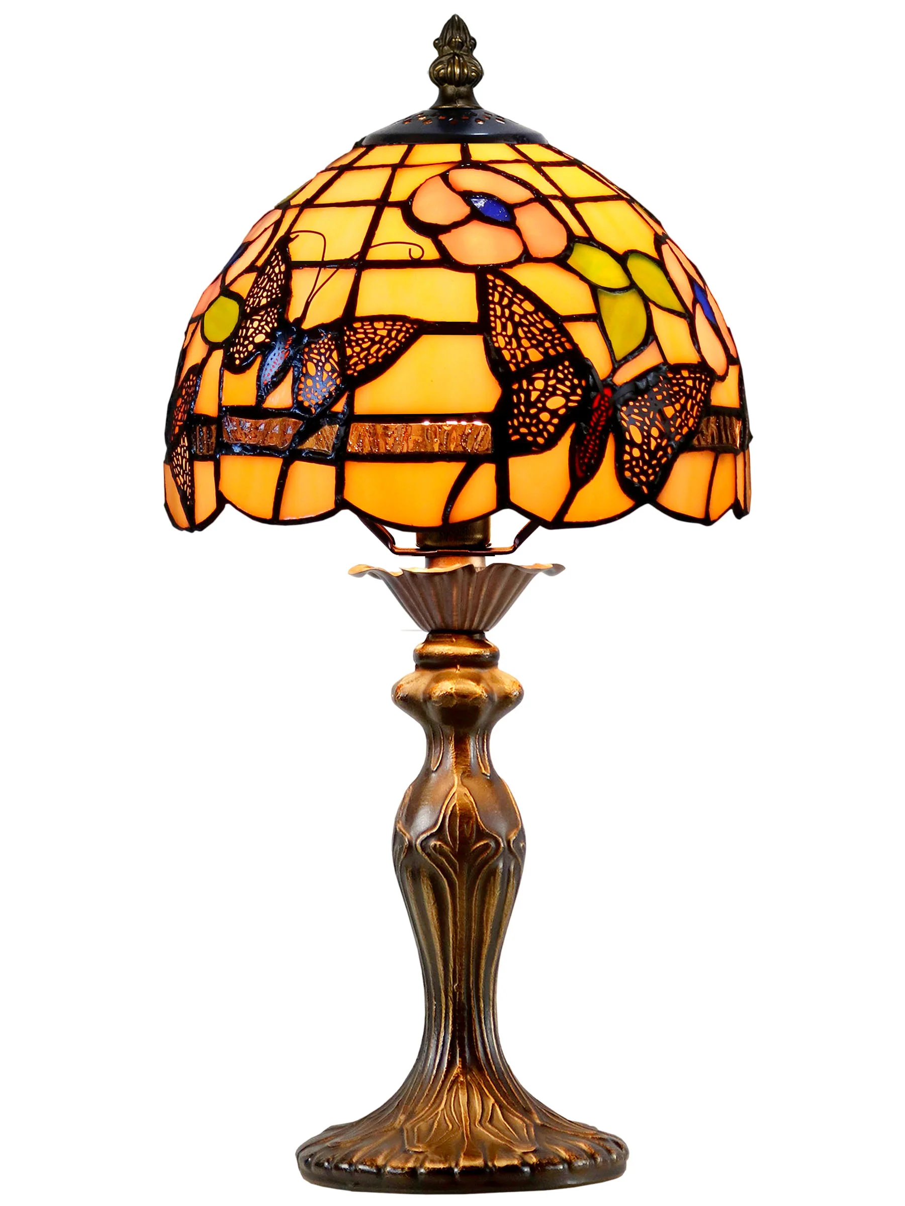 Ferndell Butterfly 14.25 Inch Tall Handmade Tiffany Accent Lamp - Image 3