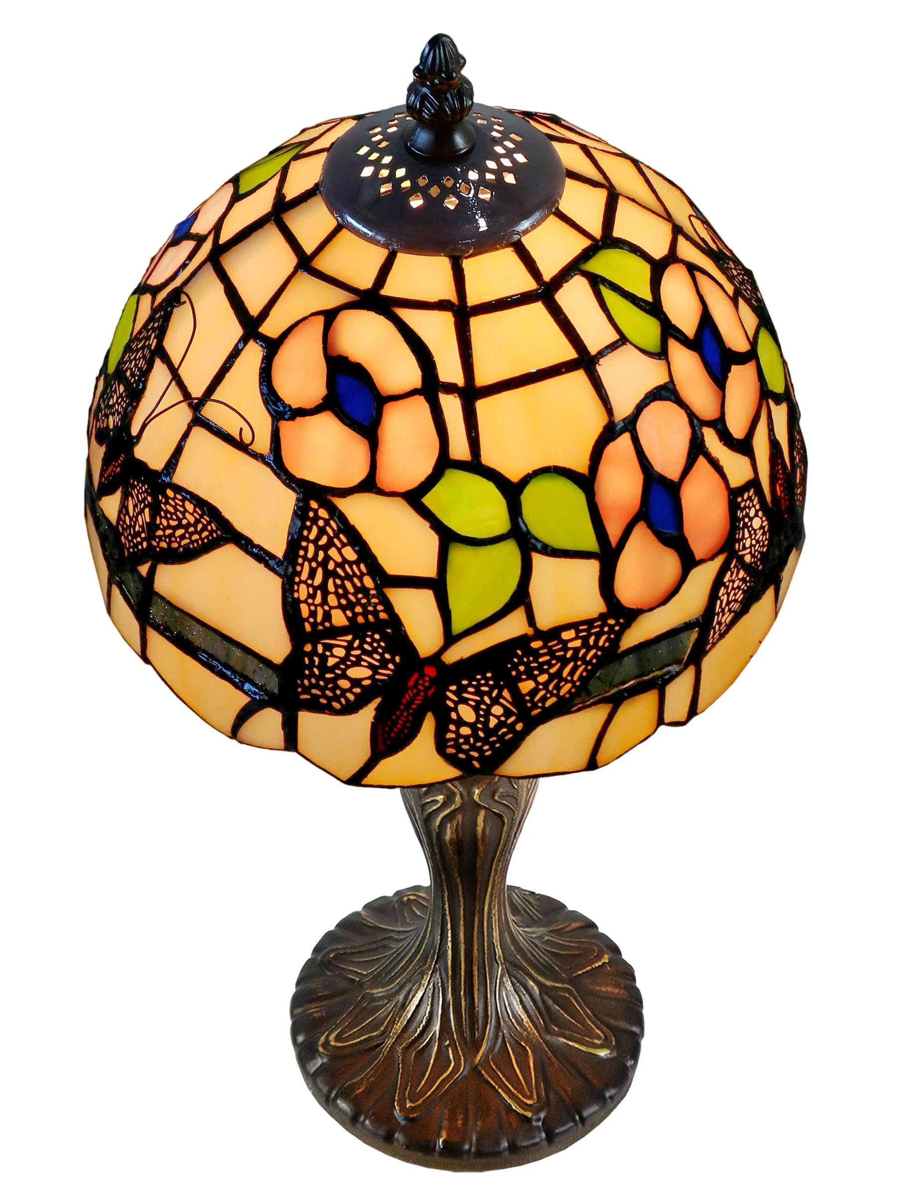 Ferndell Butterfly 14.25 Inch Tall Handmade Tiffany Accent Lamp - Image 4