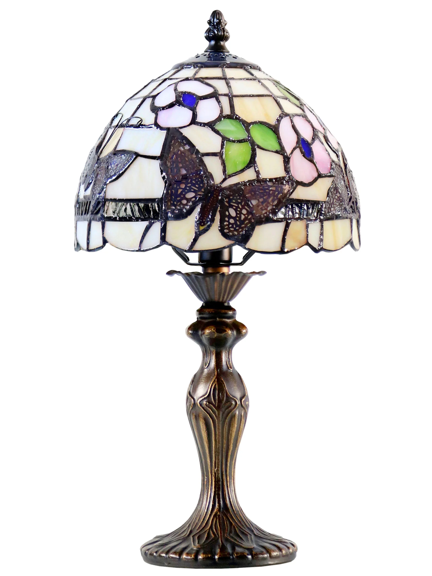 Ferndell Butterfly 14.25 Inch Tall Handmade Tiffany Accent Lamp - Image 6