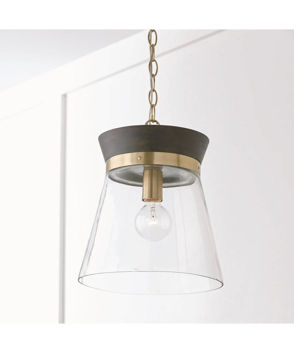 Finn 1-Light Pendant Black Stain and Matte Brass - Image 2