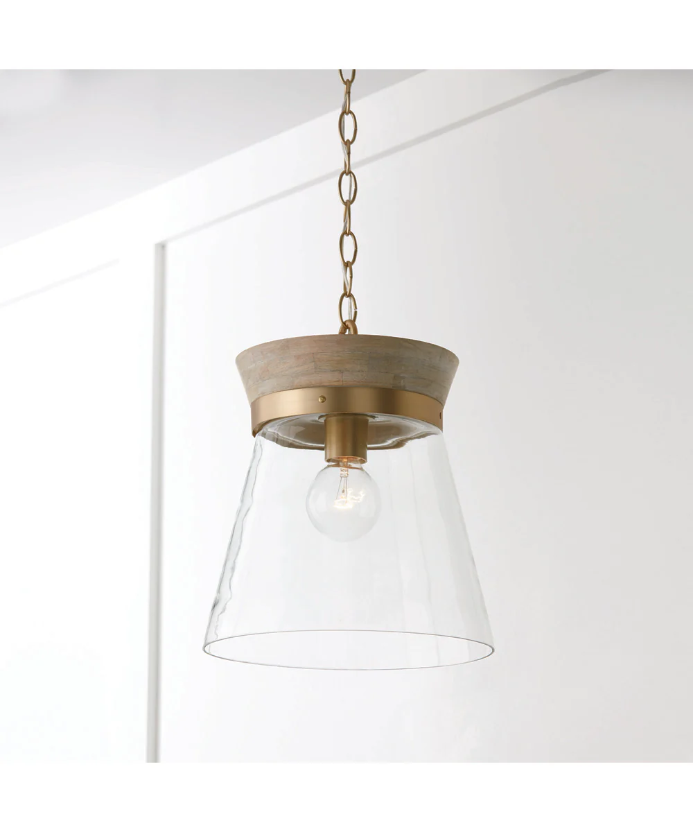 Finn 1-Light Pendant White Wash and Matte Brass - Image 2