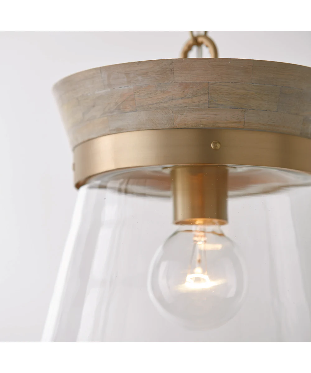 Finn 1-Light Pendant White Wash and Matte Brass - Image 3