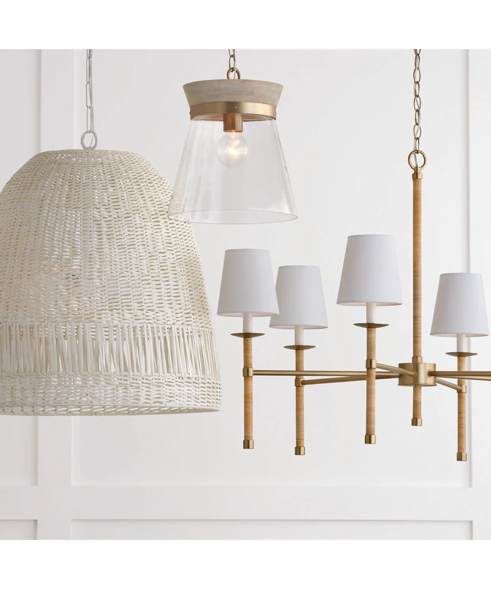 Finn 1-Light Pendant White Wash and Matte Brass - Image 4