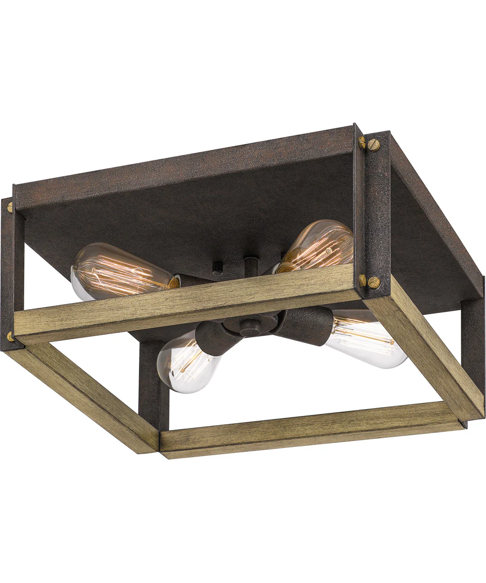 Finn 4-light Flush Mount Rustic Black - Image 4