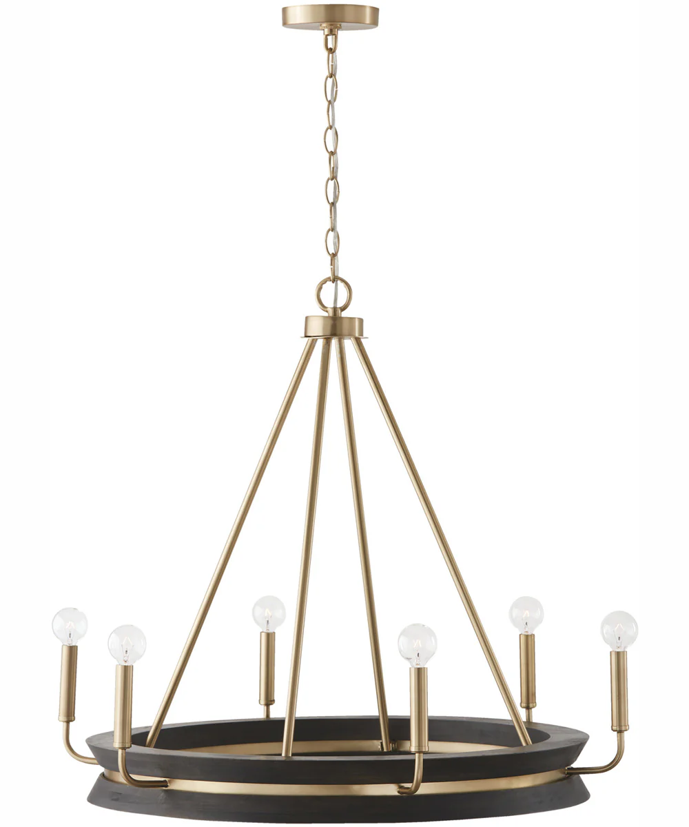 Finn 6-Light Chandelier Black Stain and Matte Brass - Image 4