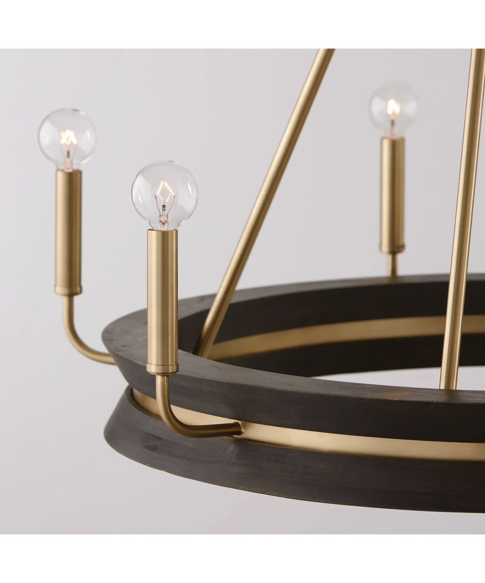 Finn 6-Light Chandelier Black Stain and Matte Brass - Image 5