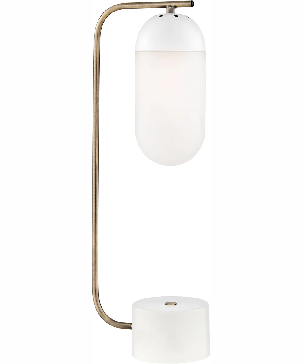 Firefly 1-Light Table Lamp Antique Brass/White/Frost Glass Shade