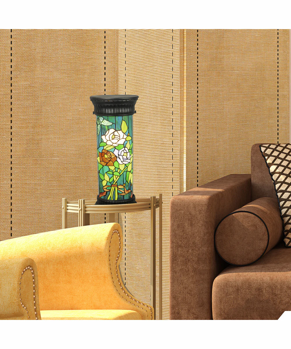 Floral Garden Column Tiffany Accent Lamp - Image 2