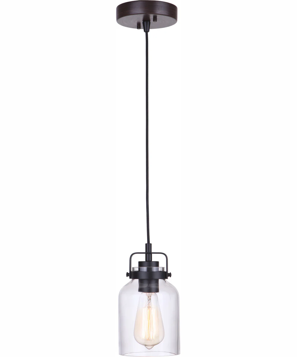 Foxwood 1-Light Mini Pendant Flat Black/Dark Teak - Image 2