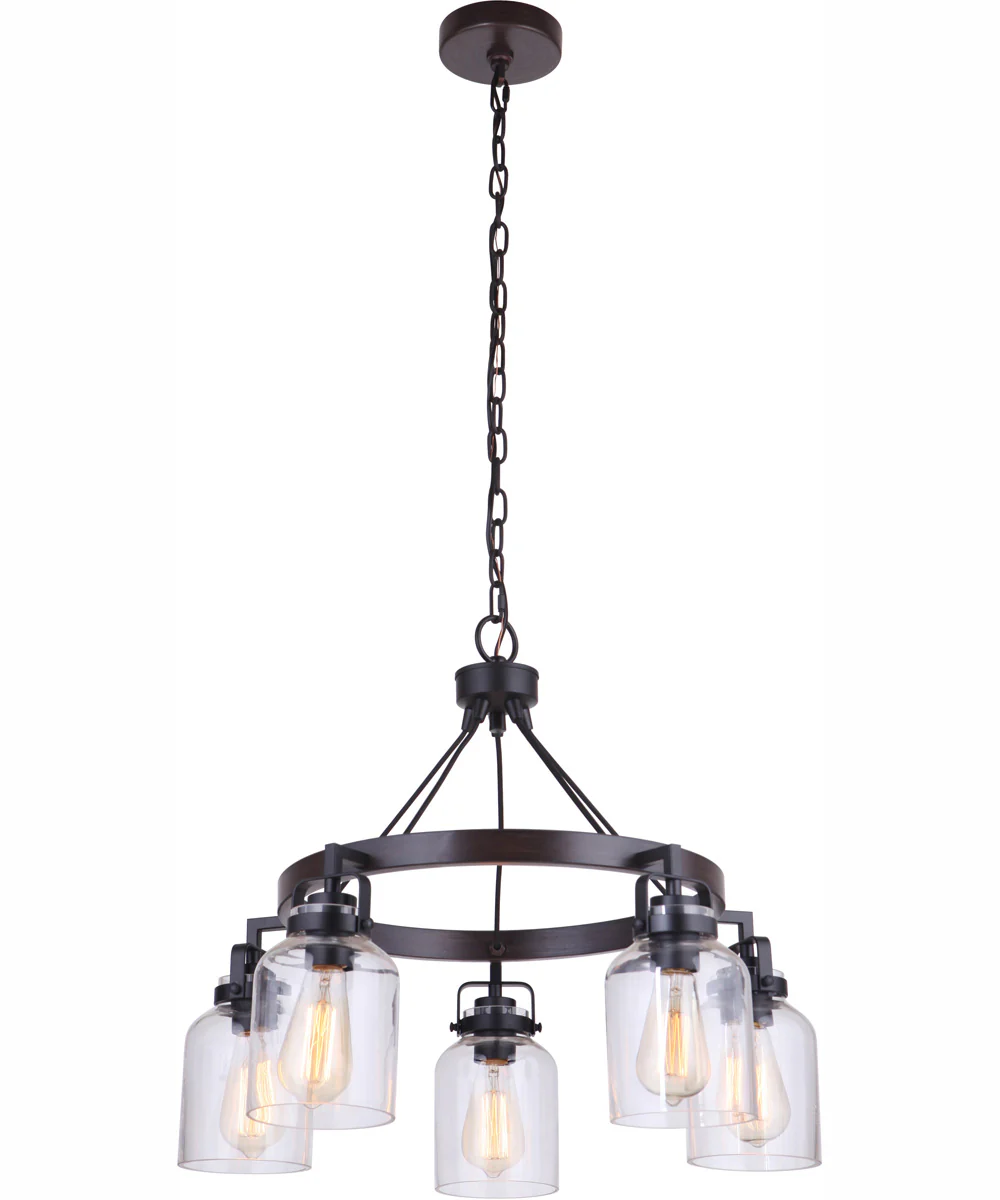 Foxwood 5-Light Chandelier Flat Black/Dark Teak - Image 2