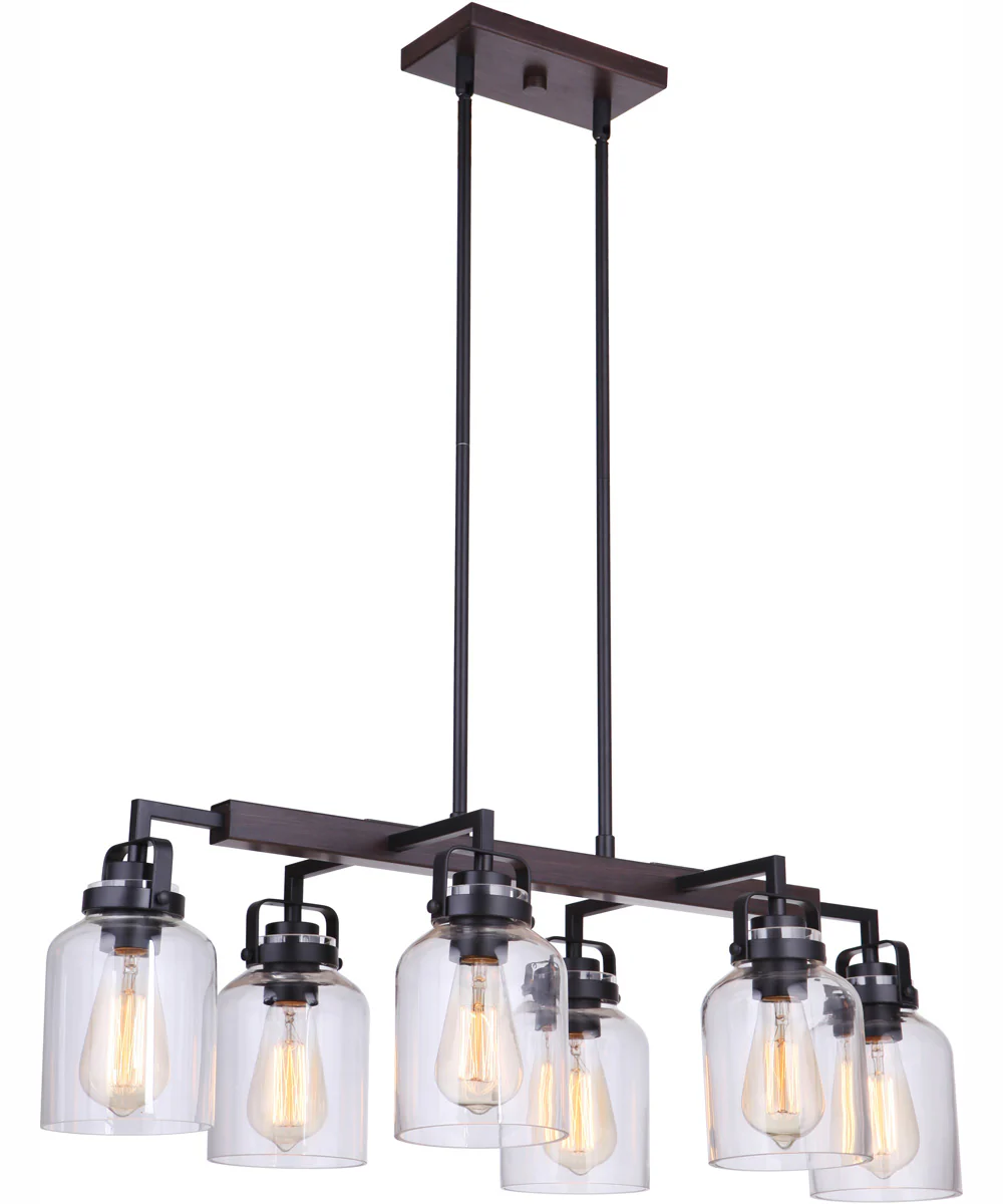 Foxwood 6-Light Island Flat Black/Dark Teak - Image 2
