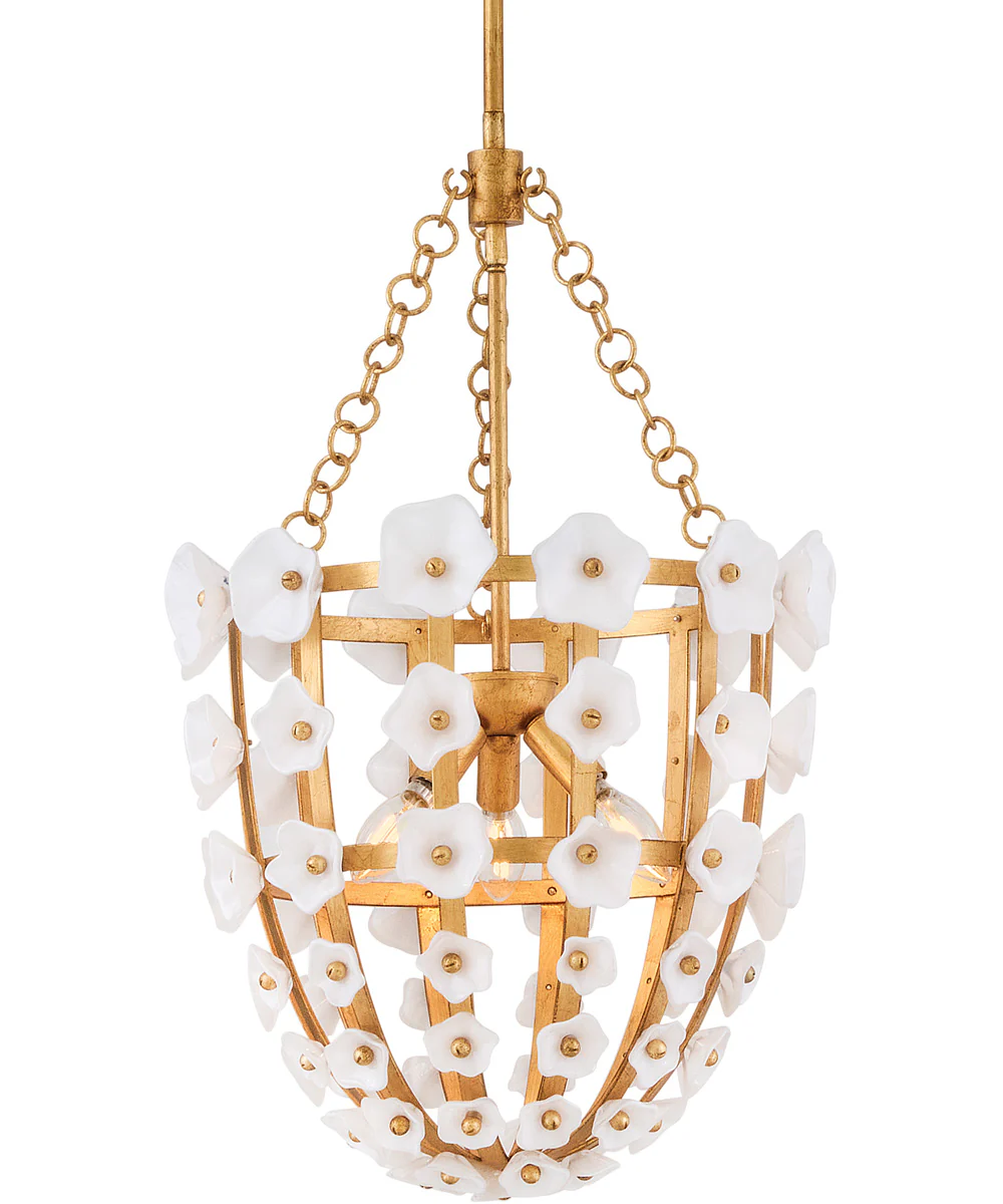 Azalea 3-Light Large Pendant in Distressed Brass - Image 3