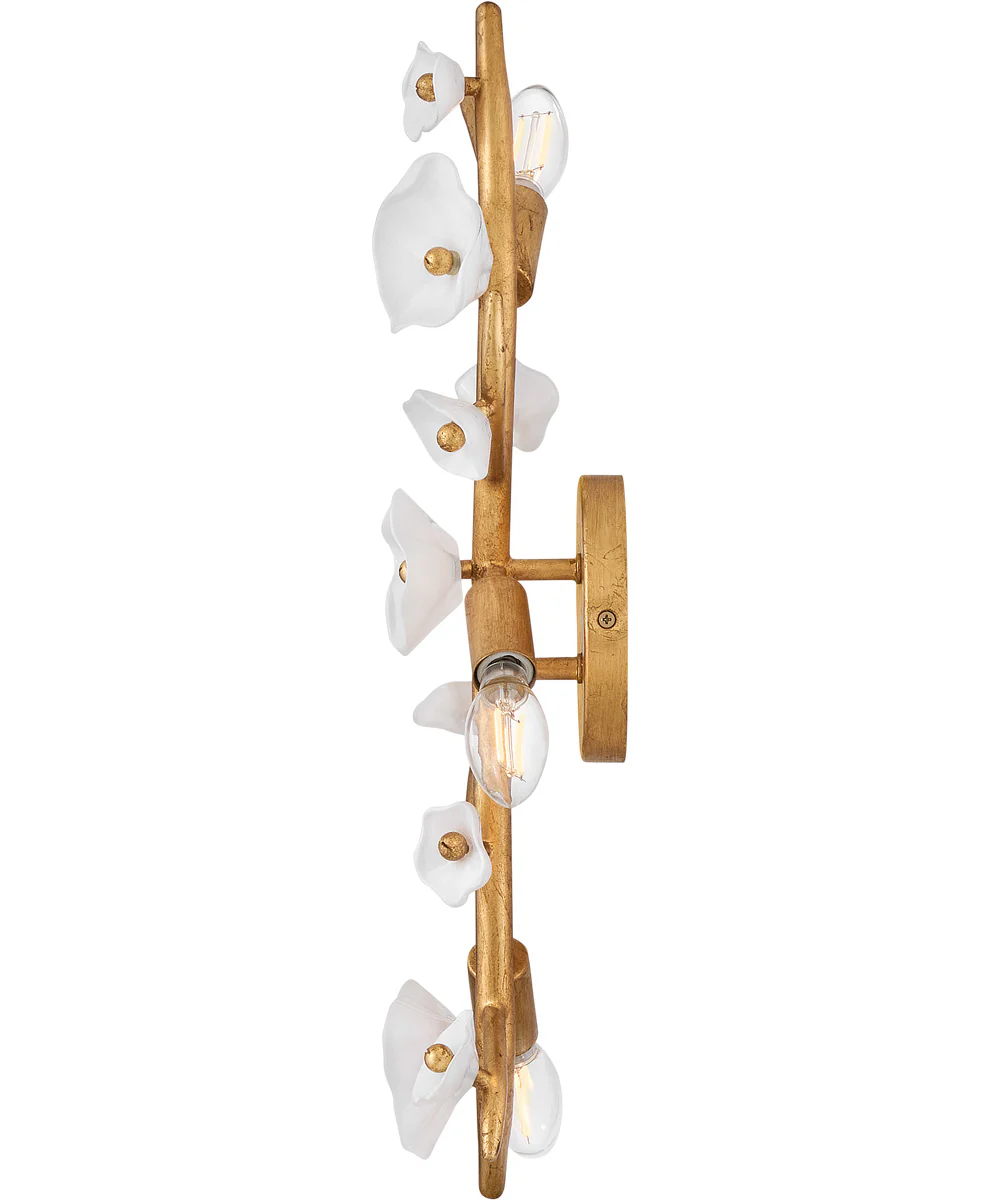 Azalea 3-Light Large Three Light Sconce in Distressed Brass - Image 5