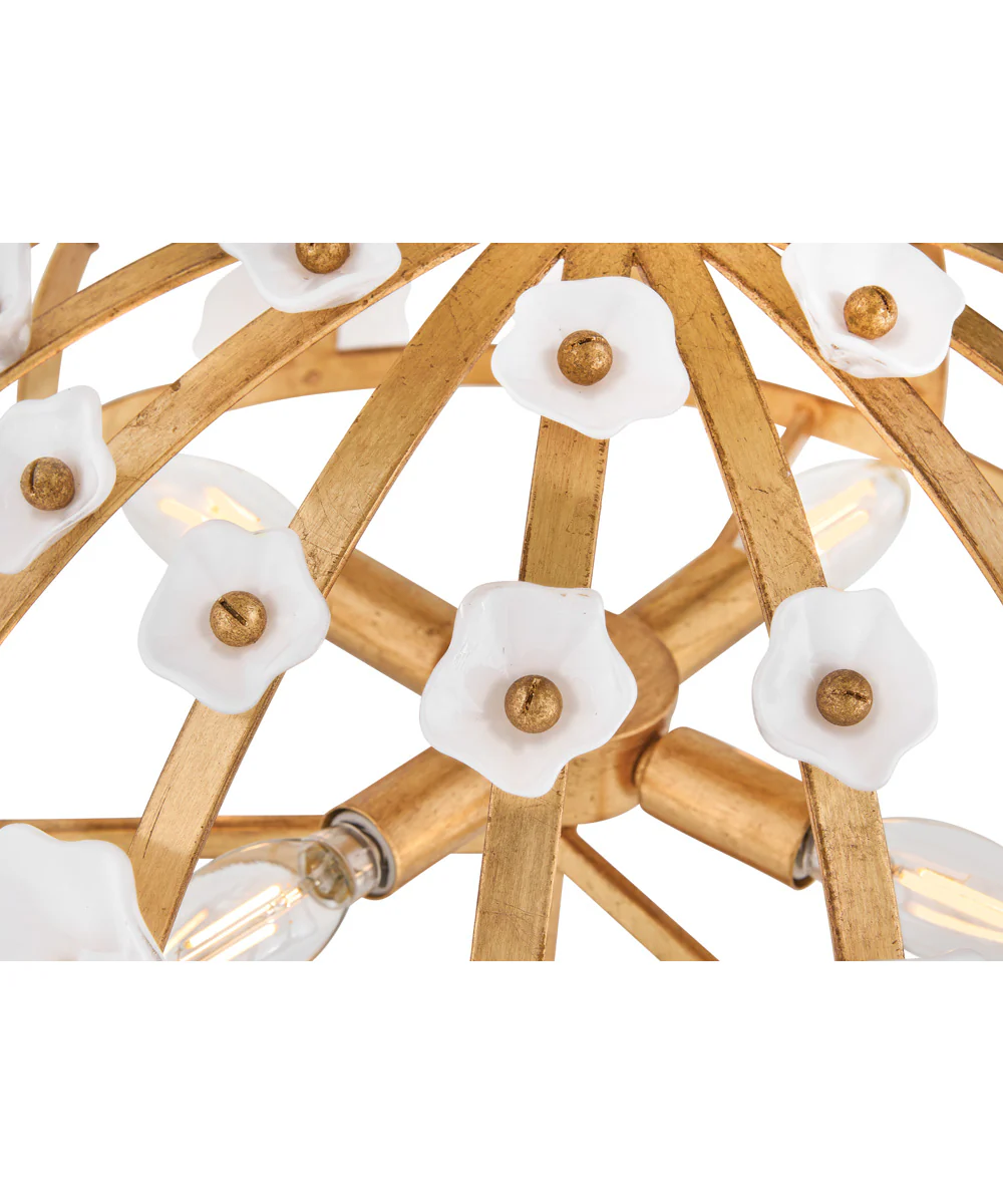 Azalea 4-Light Medium Semi-Flush Mount in Distressed Brass - Image 3