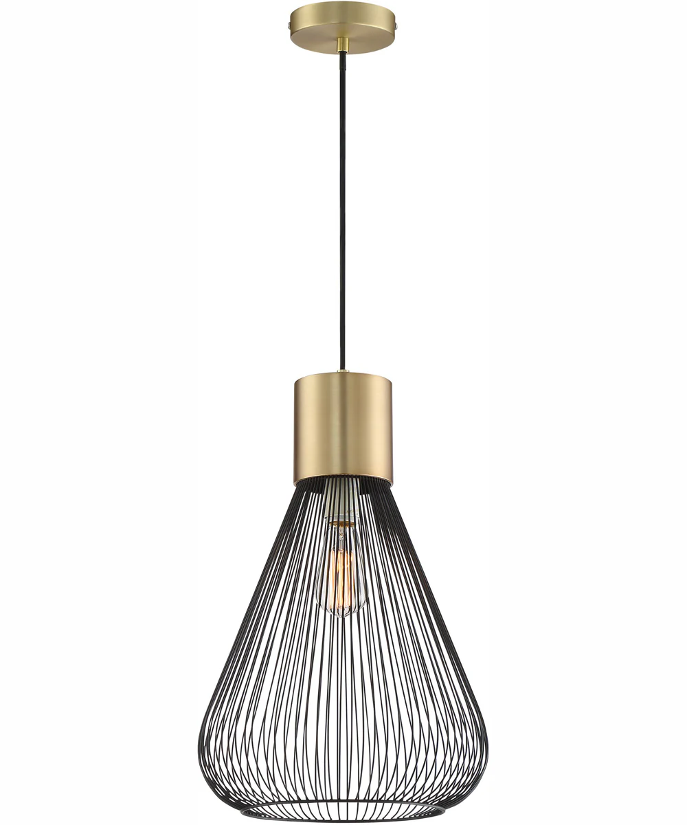 Freira 1-Light Pendant Antique Brass/Black Wire Shade