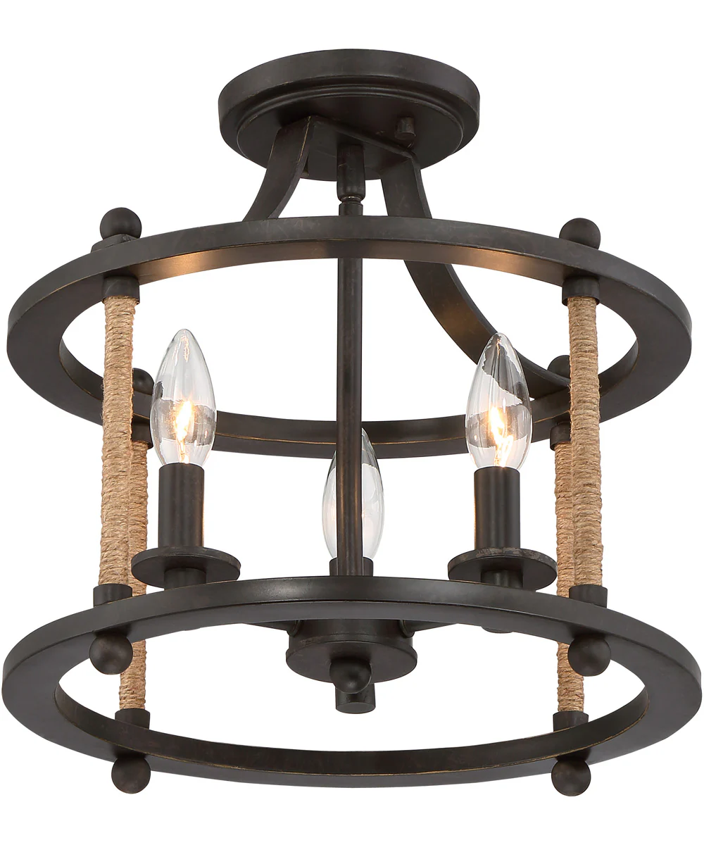 Frontier Small 3-light Semi Flush Mount Imperial Bronze - Image 5