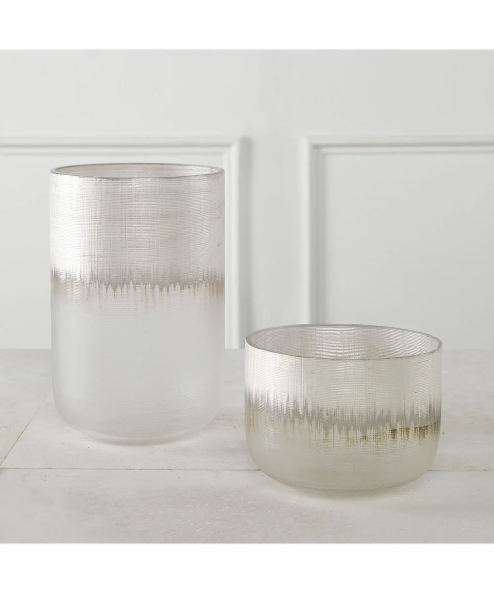 Frost Silver Drip Glass Vases, Set of 2 - Image 3