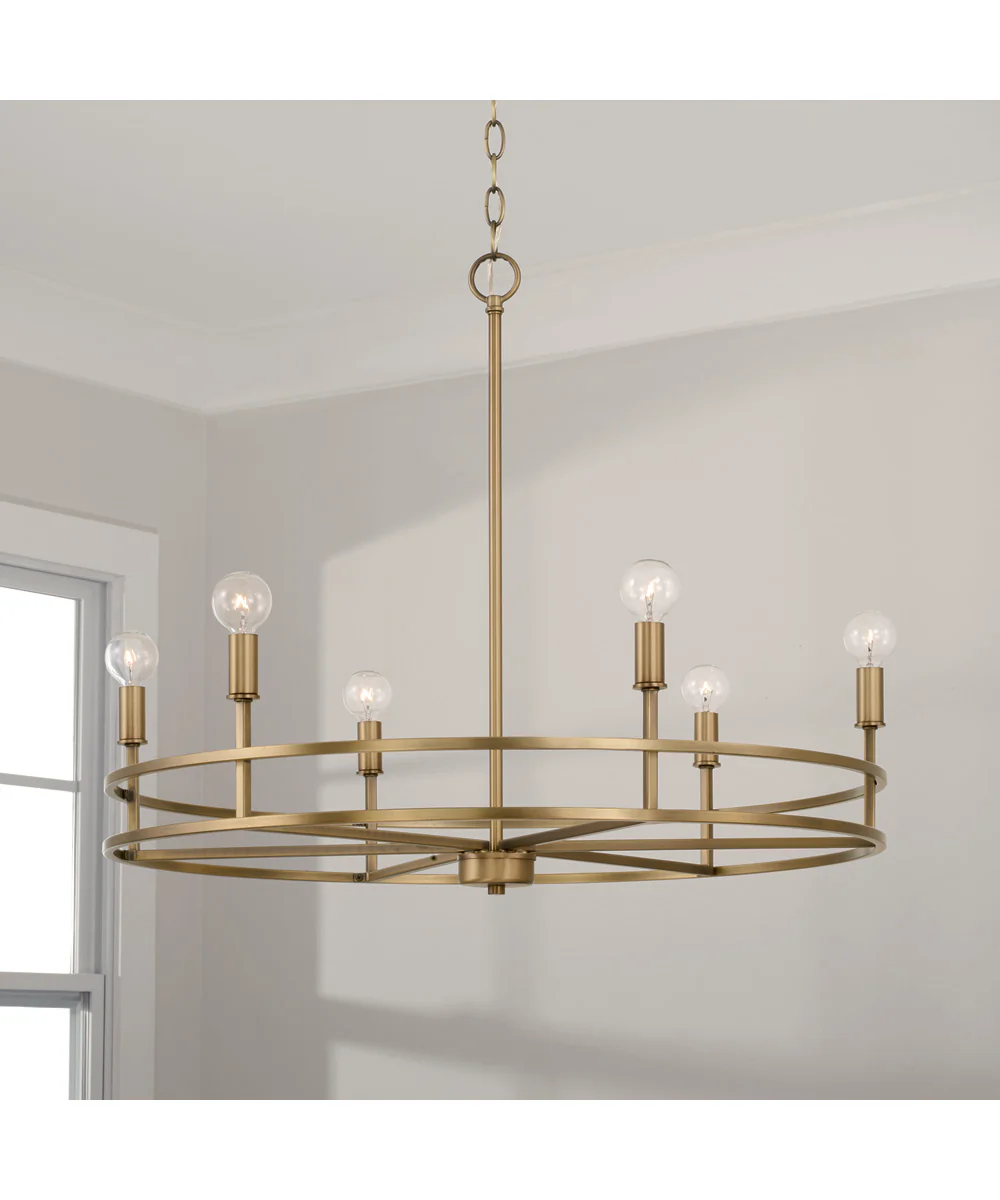 Fuller 6-Light Chandelier Aged Brass - Image 2