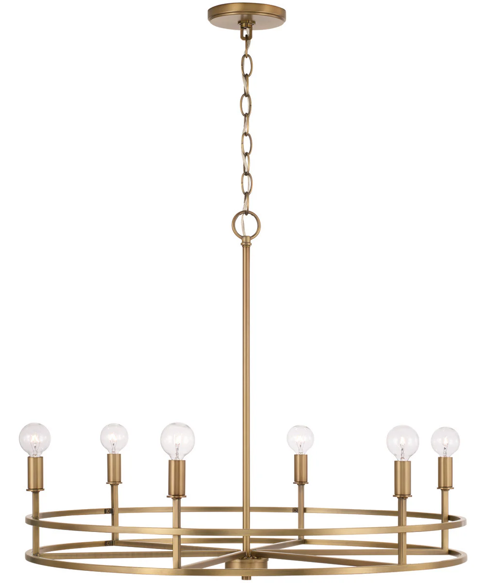 Fuller 6-Light Chandelier Aged Brass - Image 4