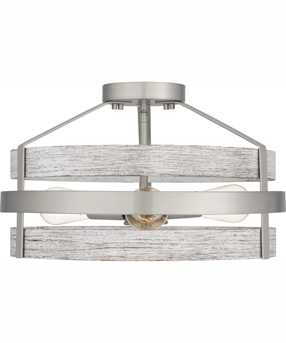 Gadsen Medium 3-light Semi Flush Mount Brushed Nickel - Image 4