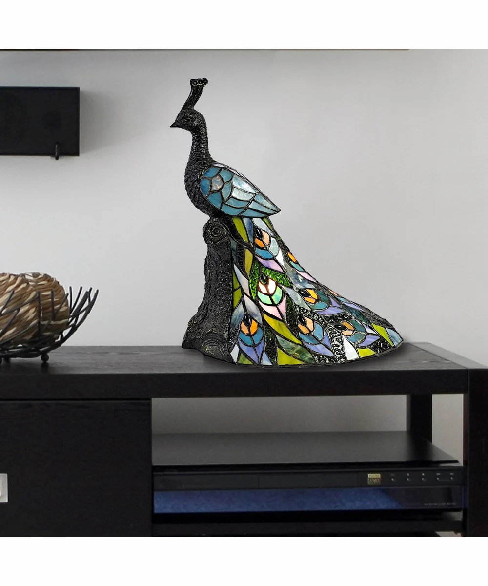 Galana Turquoise Peacock Tiffany Accent Lamp - Image 2