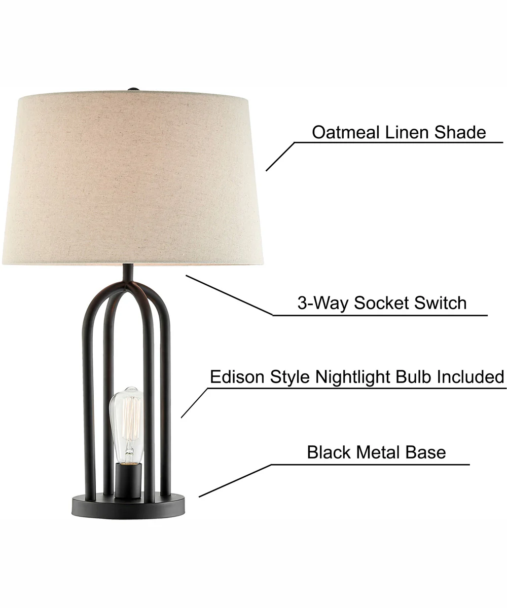 Galina 1-Light 2 Pack-Table Lamp With N.Light Black/Oatmeal Shade - Image 6