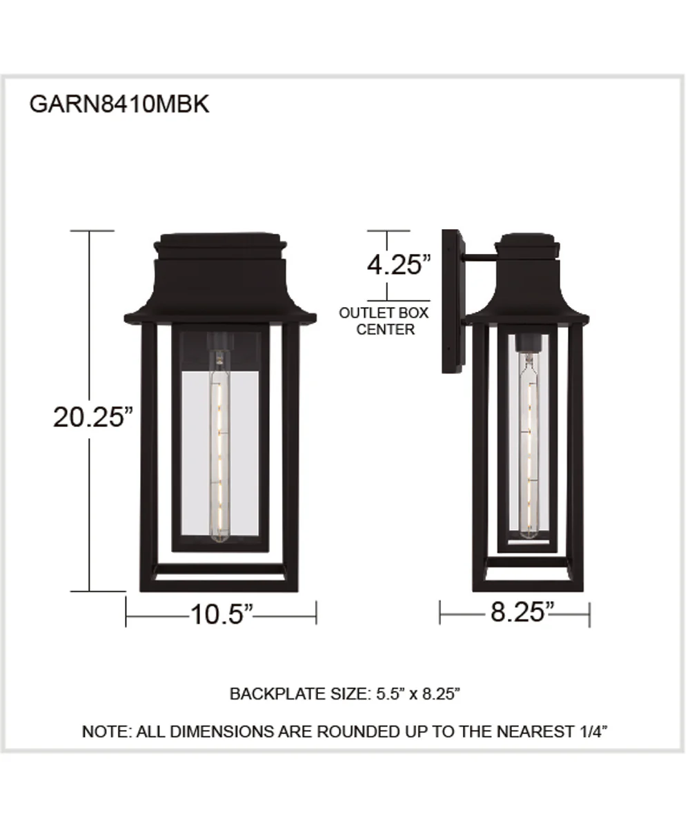 Garner 1-light Outdoor Wall Light Matte Black - Image 4