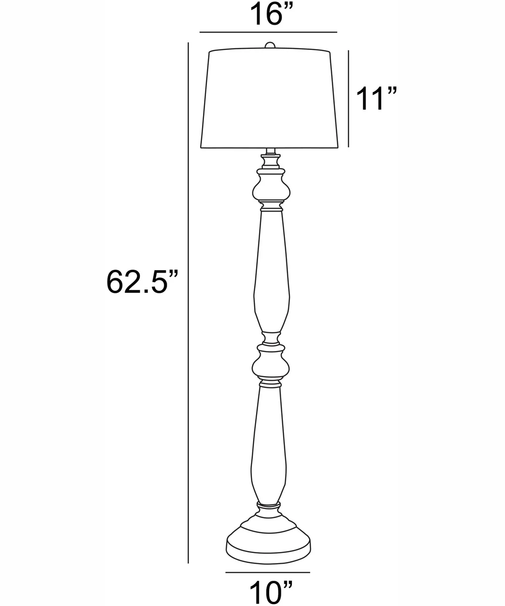 Garo 1-Light Floor Lamp Brushed Wood Finished/White Linen - Image 4