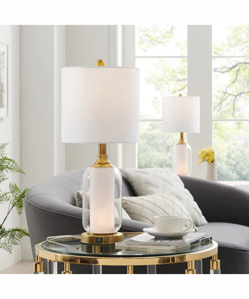 Garton 1-Light 2 Pack-Table Lamp With Nite Antique Brass/White Shade - Image 3