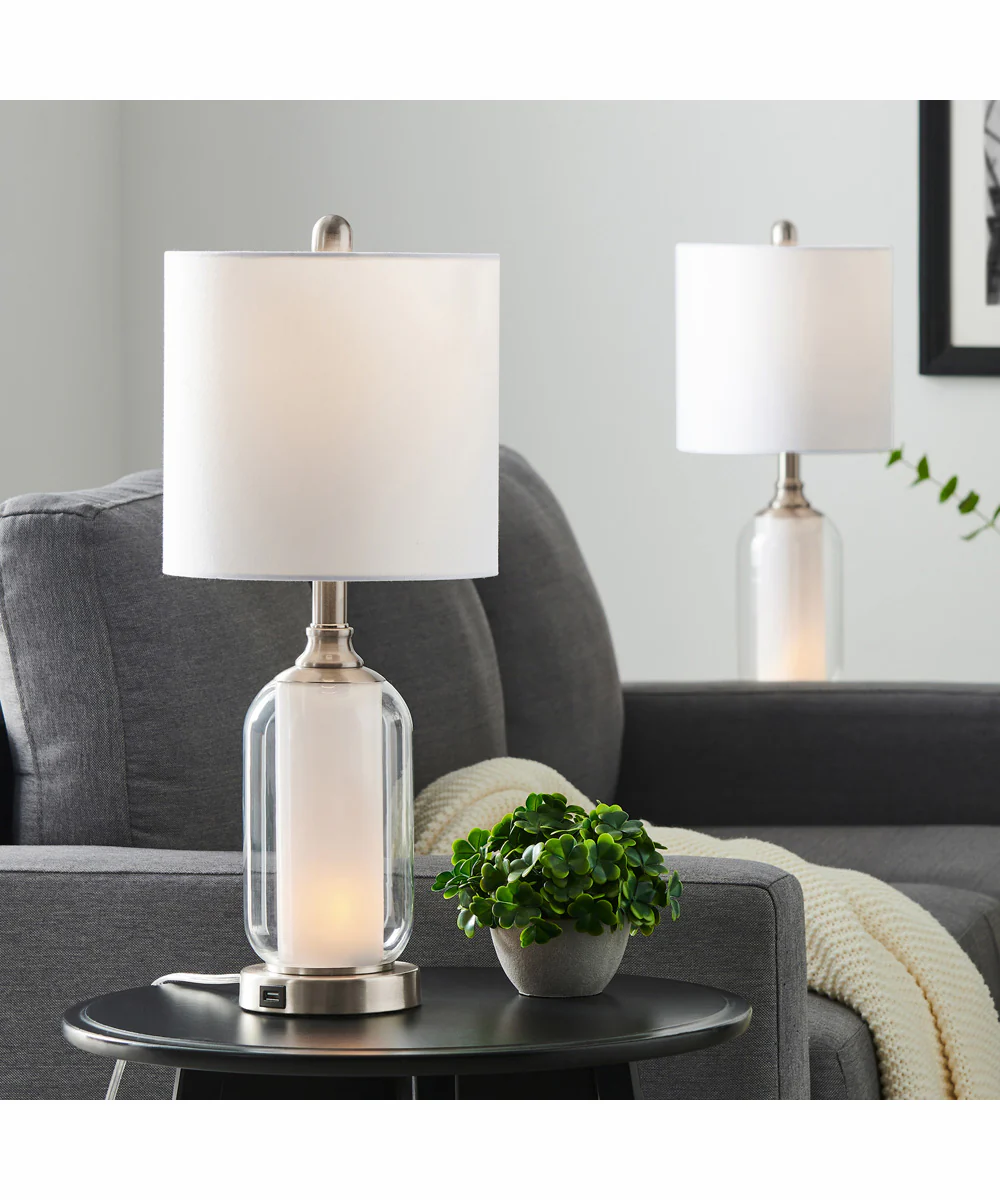 Garton 1-Light 2 Pack-Table Lamp With Nite Brushed Nickel/White Shade - Image 3