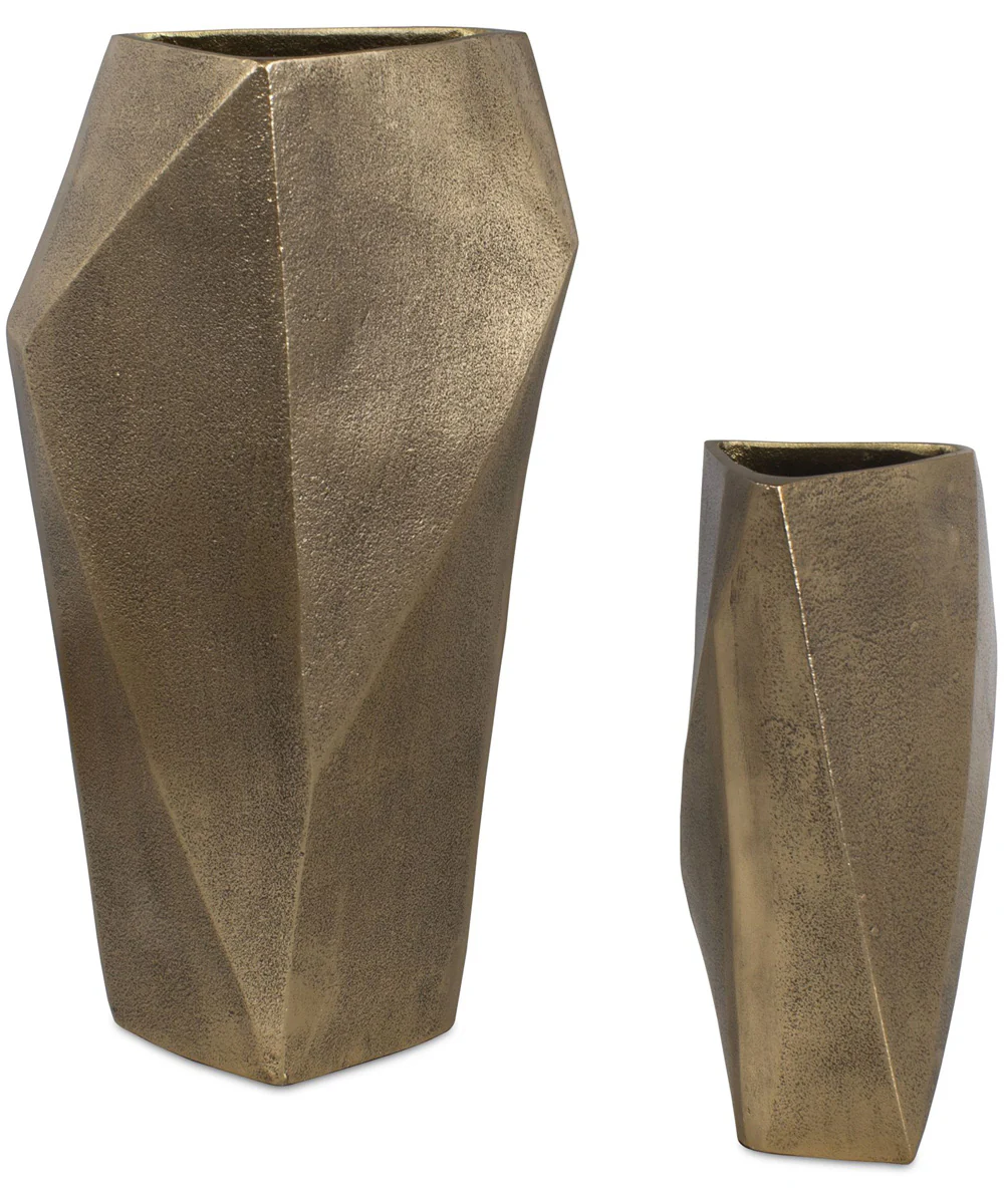 GeoForm Indoor-Outdoor Brass Vases Set of 2