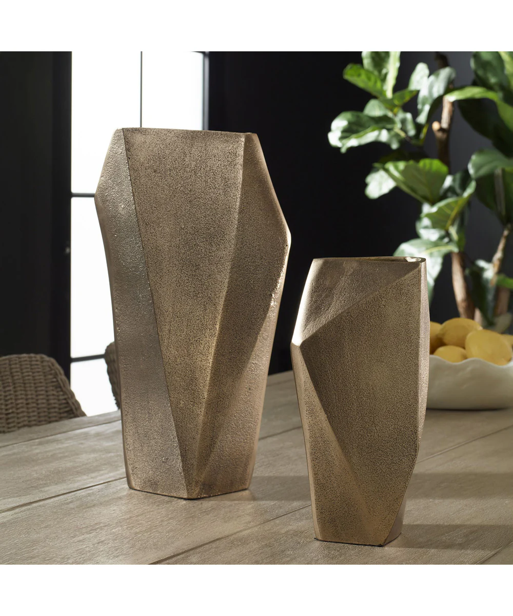 GeoForm Indoor-Outdoor Brass Vases Set of 2 - Image 2