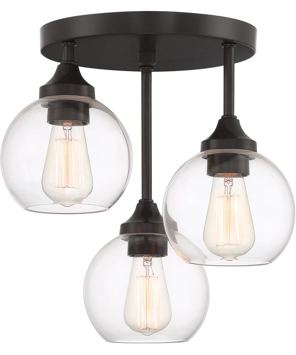 Glenda 3-Light Semi Flush Flat Black - Image 2