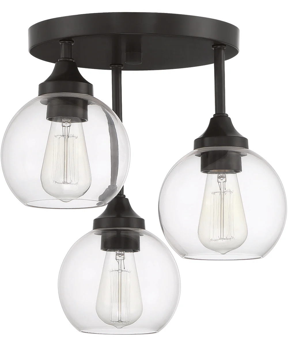 Glenda 3-Light Semi Flush Flat Black - Image 3