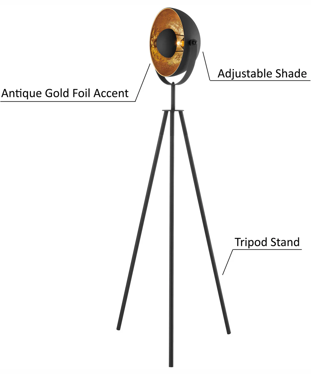 Gothard 1-Light Metal Floor Lamp Black/Aged Gold - Image 5