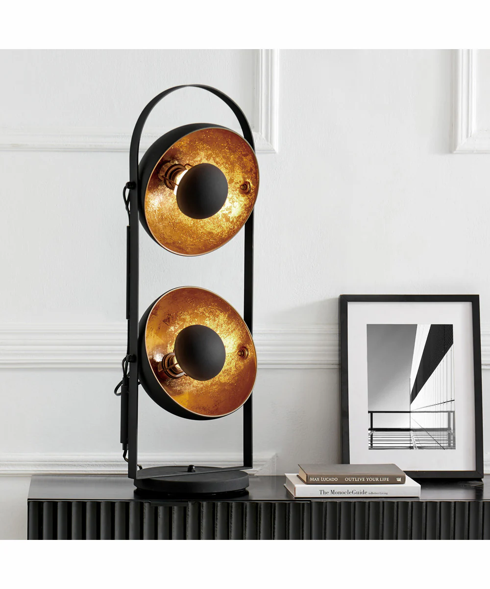 Gothard 2-Light Metal 2-Light Table Lamp Black/Aged Gold - Image 3