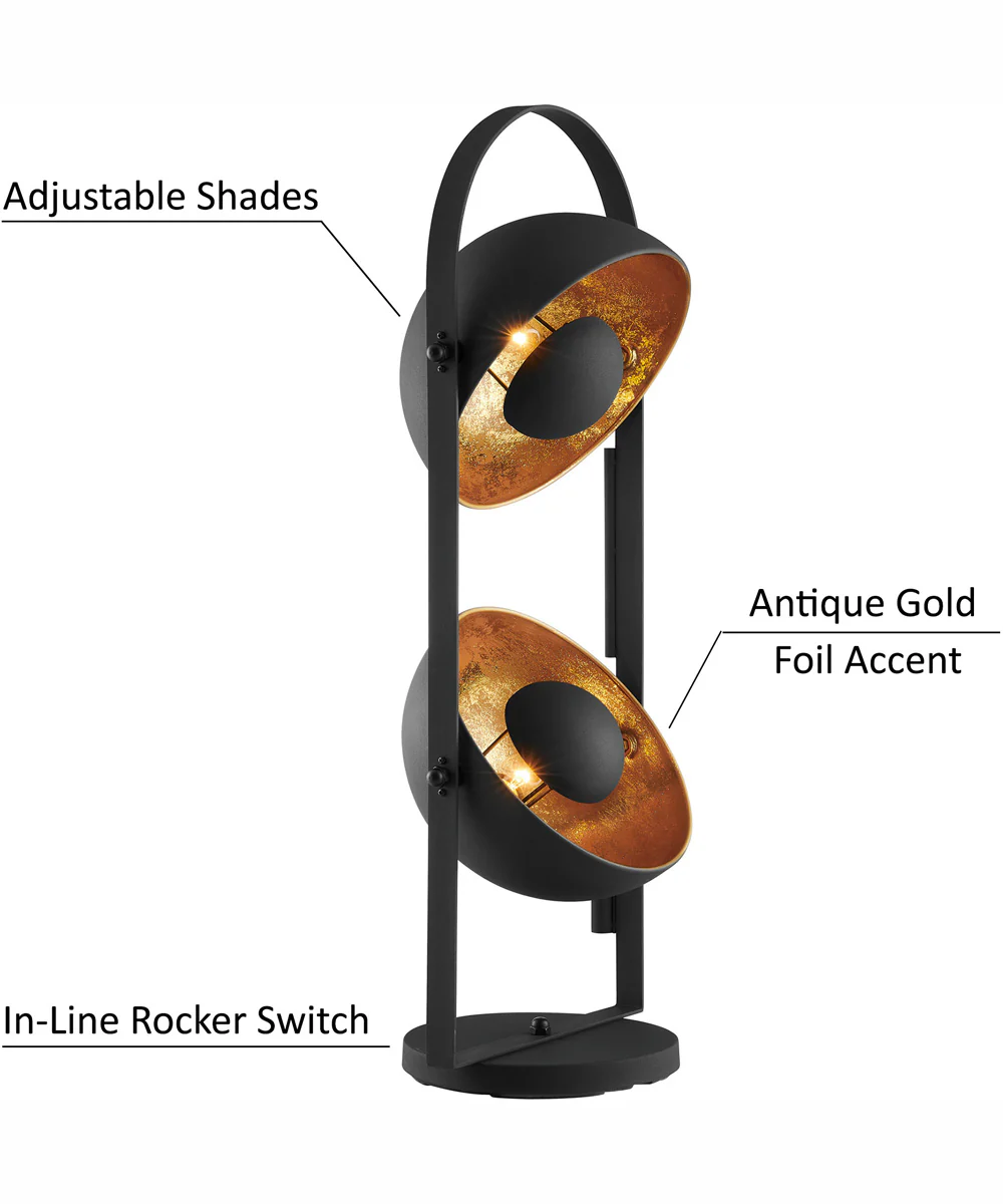 Gothard 2-Light Metal 2-Light Table Lamp Black/Aged Gold - Image 5