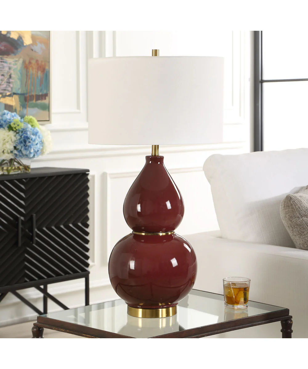 Gourd Burgundy Table Lamp - Image 3