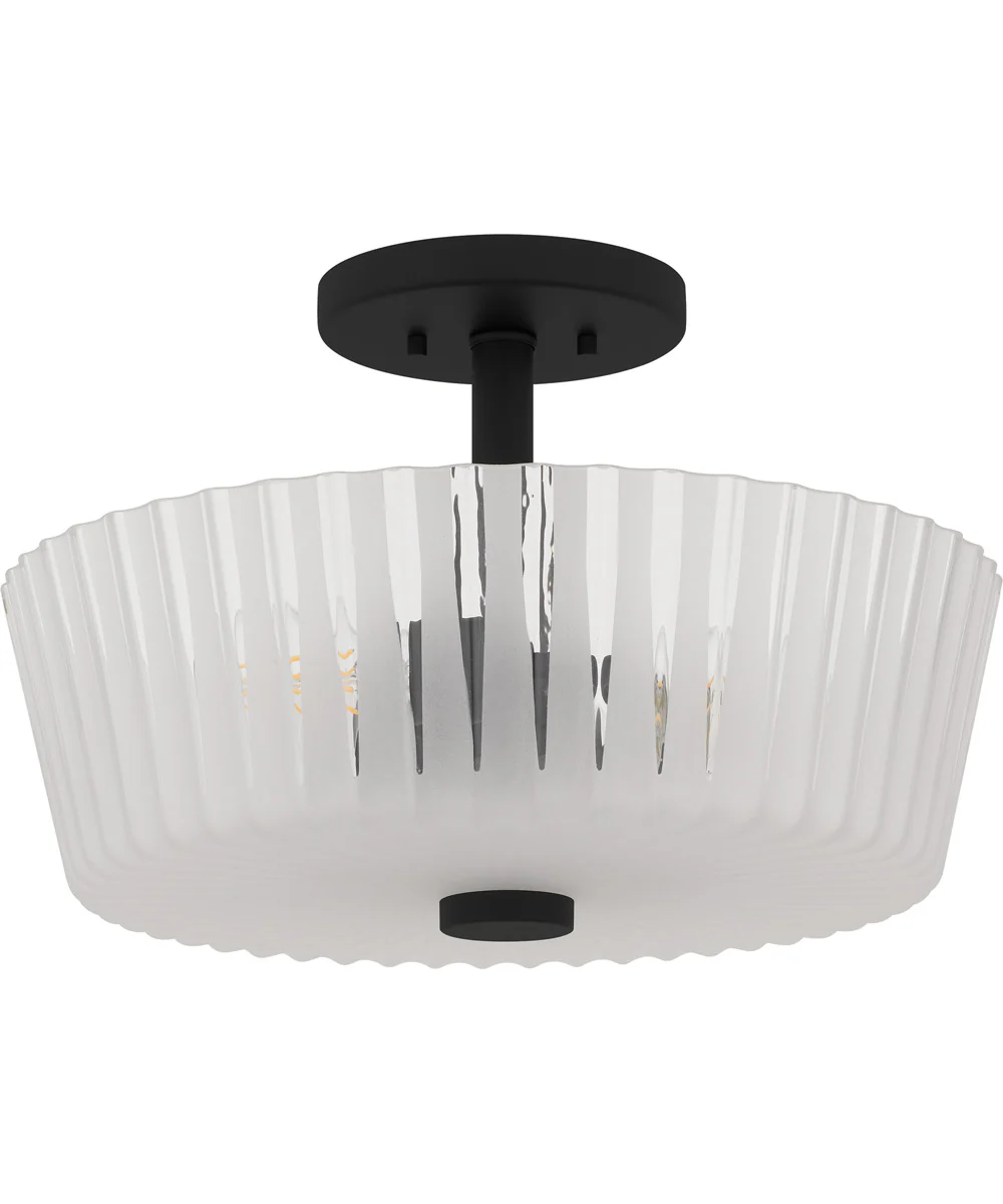 Gray Medium 3-light Semi Flush Mount Matte Black - Image 2