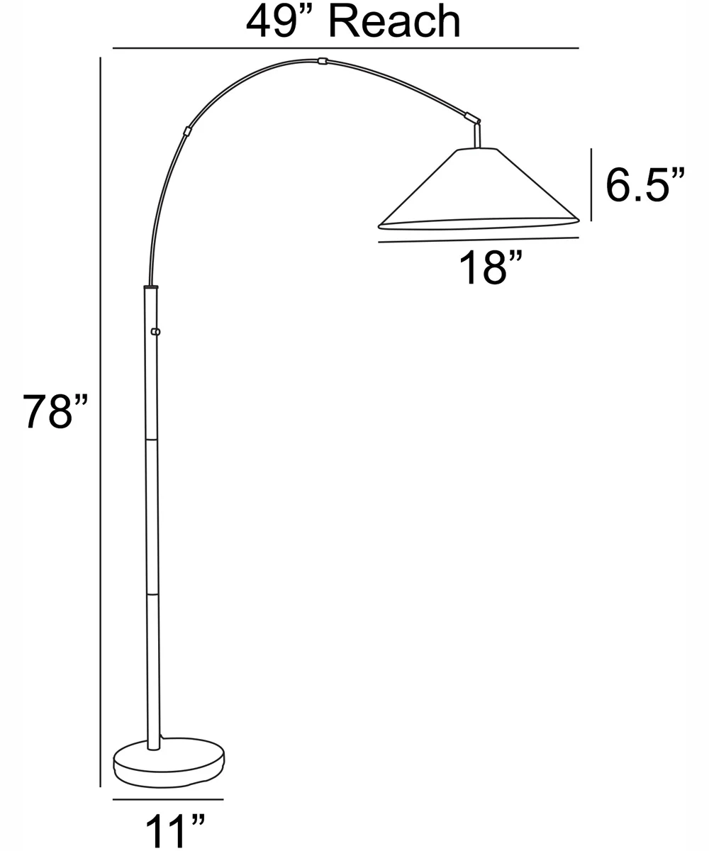 Hadas 1-Light Arch Lamp Black/Fabric Shade - Image 4