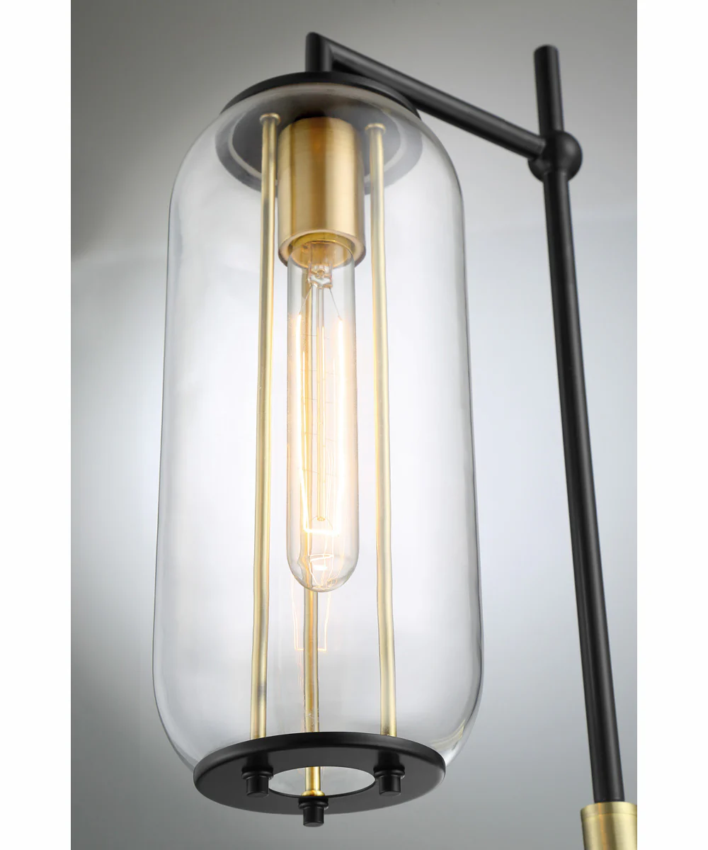 Hagen 1-Light Table Lamp Black/Antique Brass/Clear Glass Shade - Image 2
