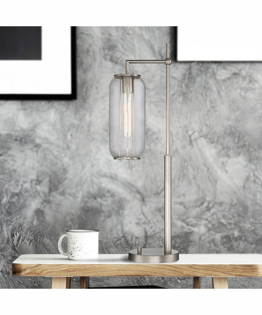 Hagen 1-Light Table Lamp Brushed Nickel/Clear Glass Shade - Image 3