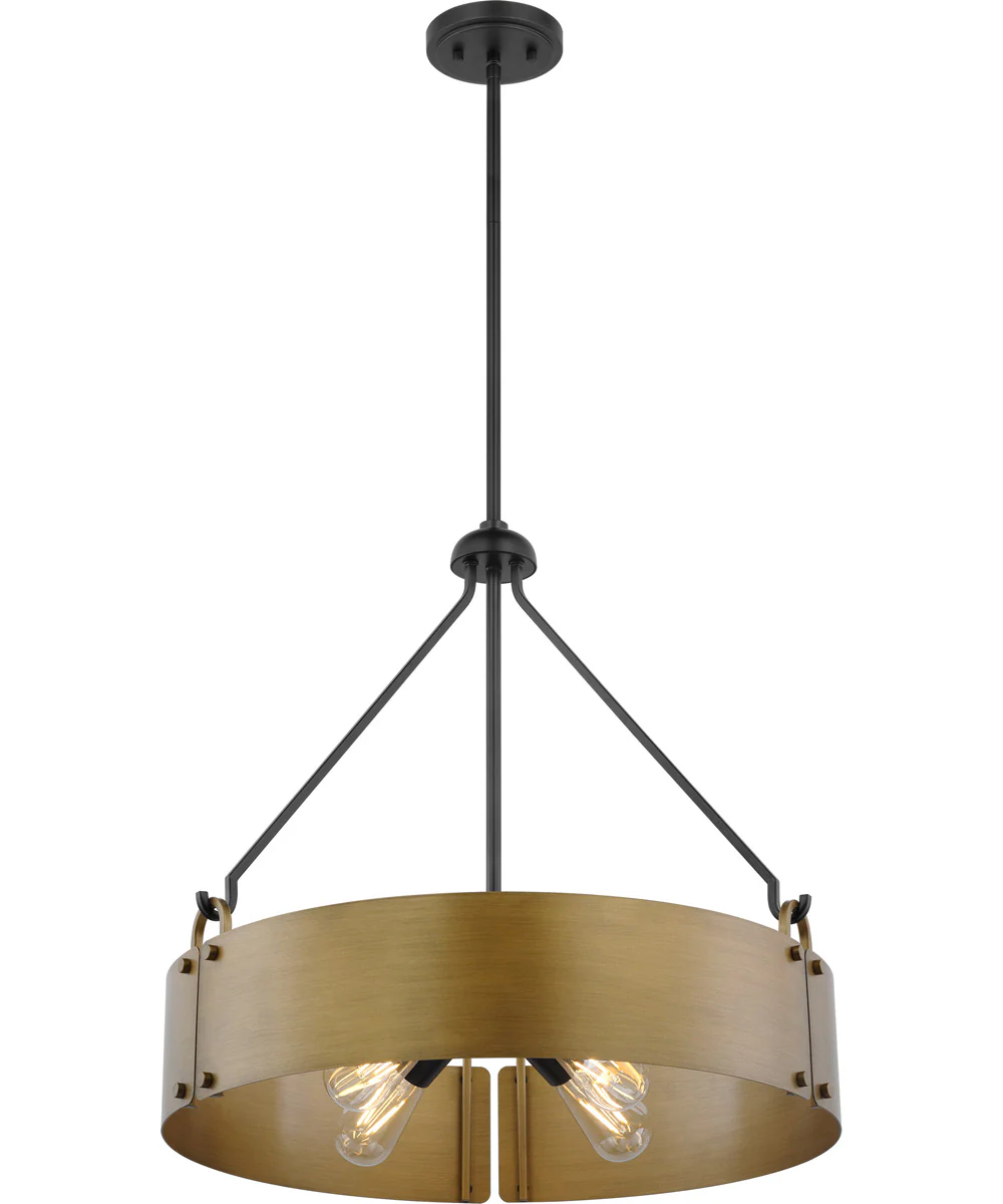Halter 4-Light Pendant Matte Black / Natural Brass - Image 3