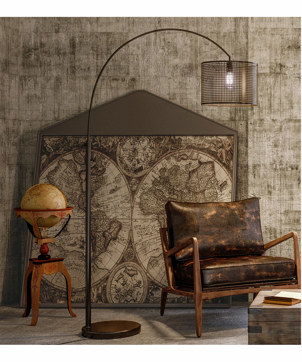 Hamilton 1-Light Arch Lamp Black/Mesh Metal Shade - Image 3