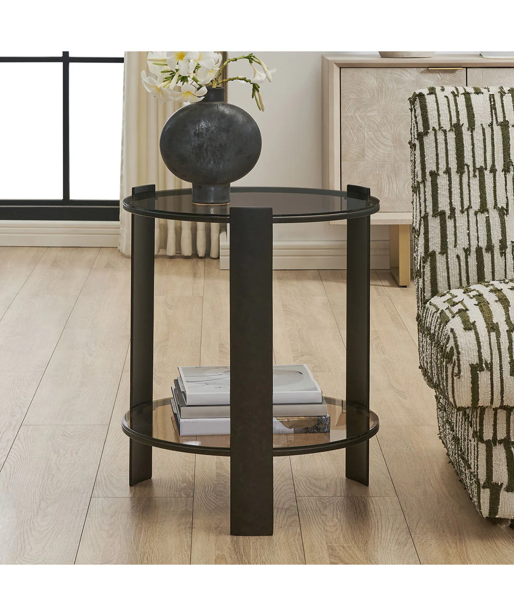 Hanson Bronze & Dark Glass Side Table - Image 3