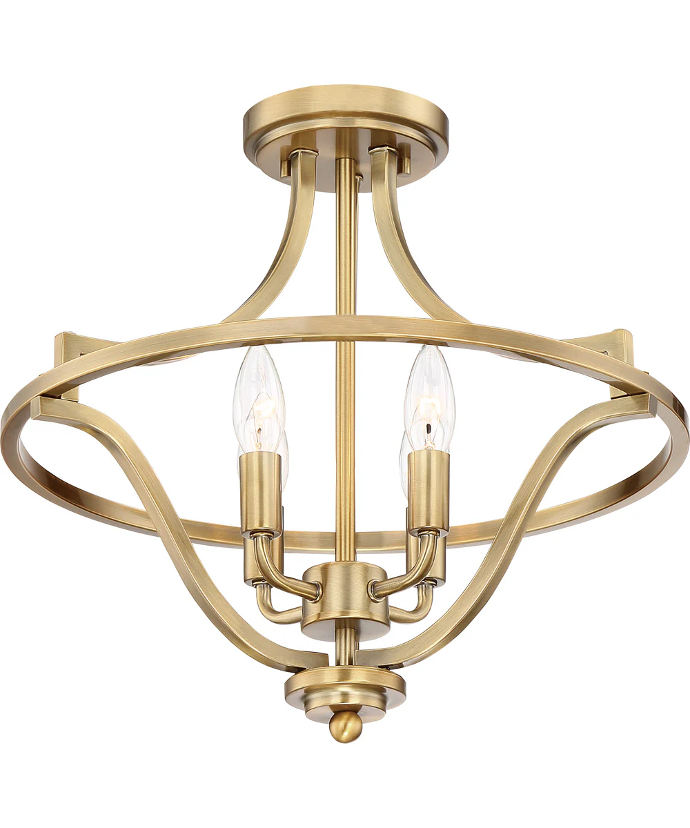 Harvel 4-light Semi Flush Mount Weathered Brass - Image 4