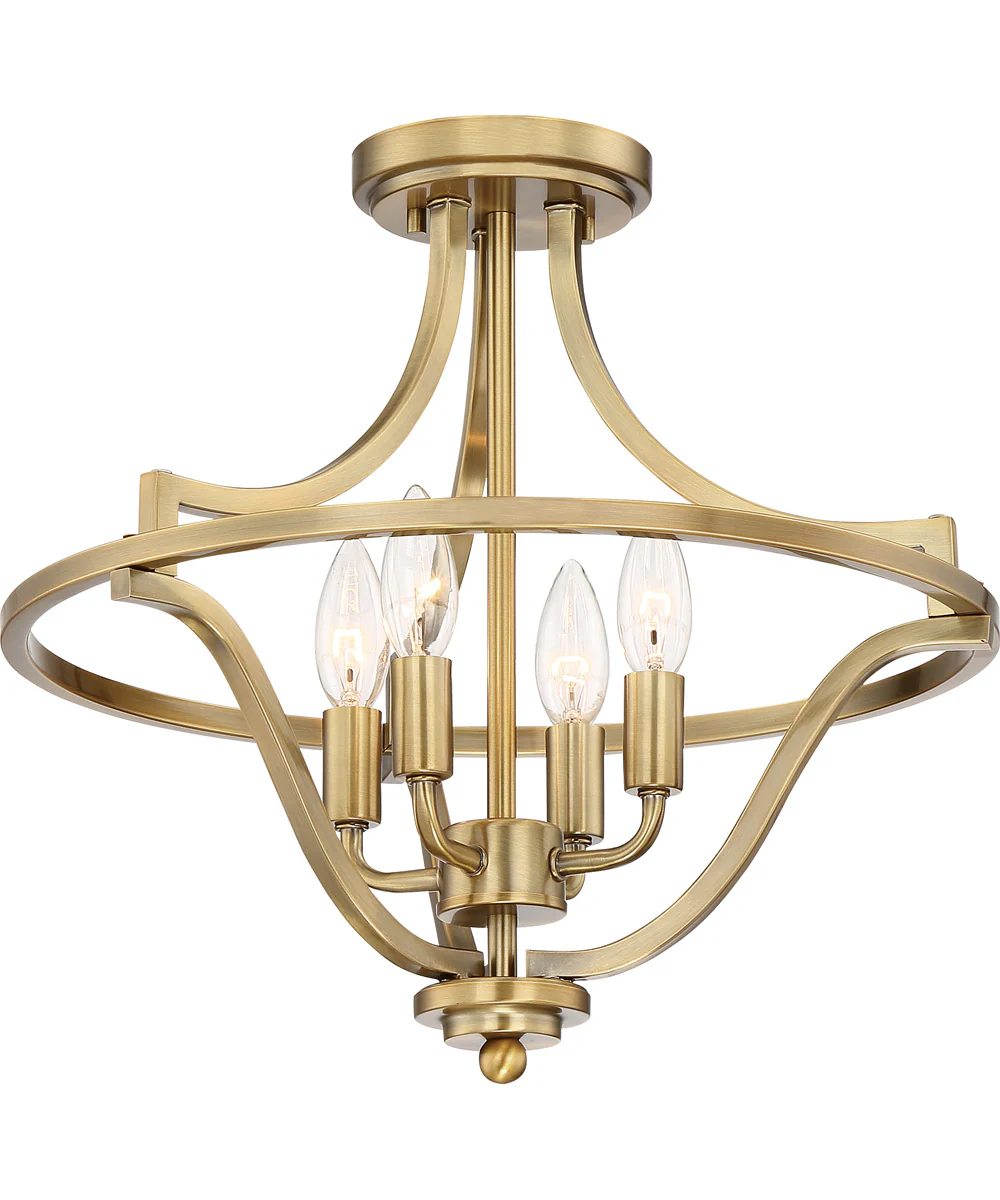 Harvel 4-light Semi Flush Mount Weathered Brass - Image 5
